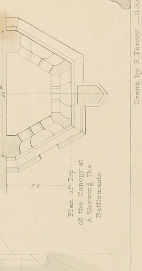 An illustration from Examples of Gothic architecture : selected from various antient edifices in England, consisting of plans, elevations, sections, and parts at large ... accompanied by historical and descriptive accounts, 1838, leaf 190