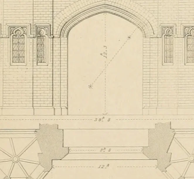 An illustration from Examples of Gothic architecture : selected from various antient edifices in England, consisting of plans, elevations, sections, and parts at large ... accompanied by historical and descriptive accounts, 1838, leaf 198