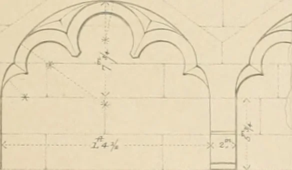 An illustration from Examples of Gothic architecture : selected from various antient edifices in England, consisting of plans, elevations, sections, and parts at large ... accompanied by historical and descriptive accounts, 1838, leaf 200