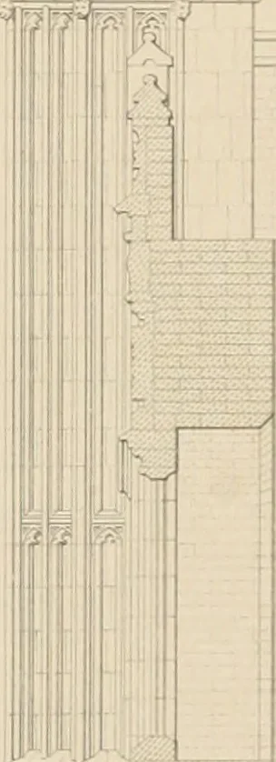 An illustration from Examples of Gothic architecture : selected from various antient edifices in England, consisting of plans, elevations, sections, and parts at large ... accompanied by historical and descriptive accounts, 1838, leaf 204