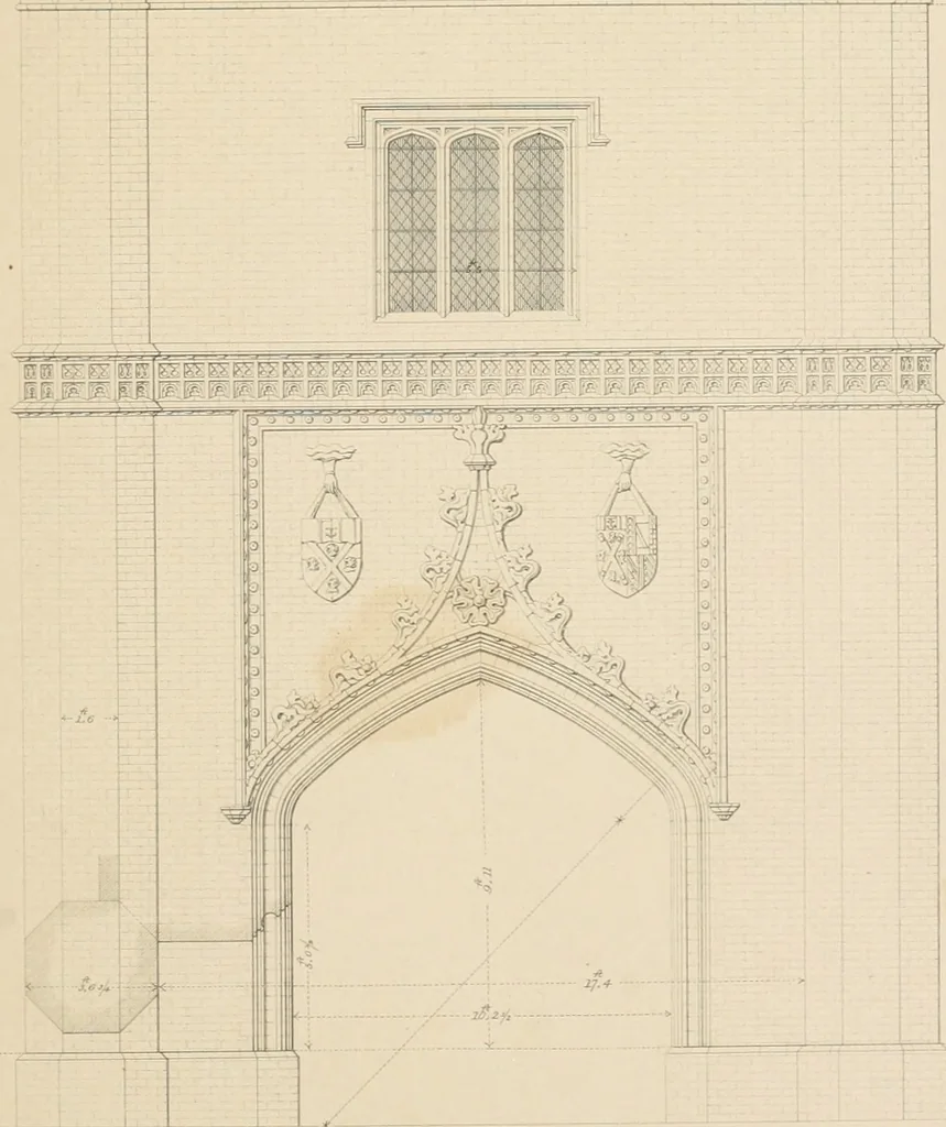 An illustration from Examples of Gothic architecture : selected from various antient edifices in England, consisting of plans, elevations, sections, and parts at large ... accompanied by historical and descriptive accounts, 1838, leaf 206