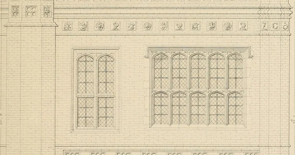 An illustration from Examples of Gothic architecture : selected from various antient edifices in England, consisting of plans, elevations, sections, and parts at large ... accompanied by historical and descriptive accounts, 1838, leaf 210