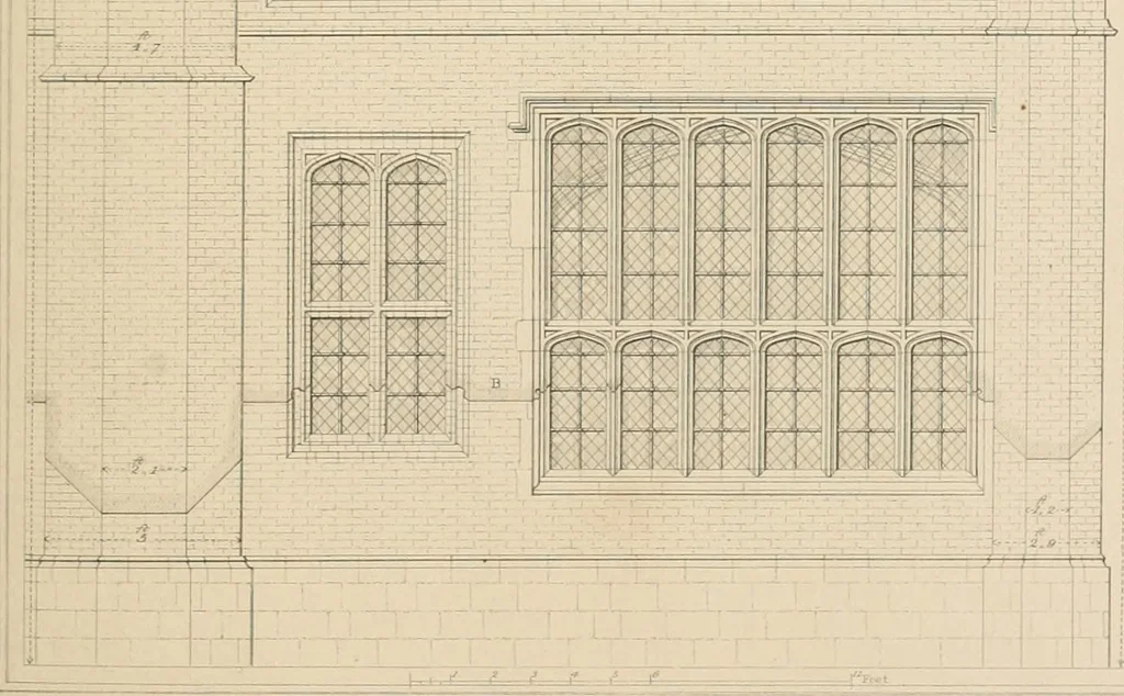 An illustration from Examples of Gothic architecture : selected from various antient edifices in England, consisting of plans, elevations, sections, and parts at large ... accompanied by historical and descriptive accounts, 1838, leaf 210