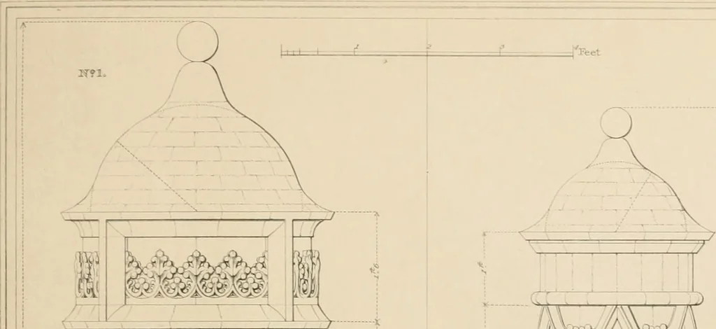 An illustration from Examples of Gothic architecture : selected from various antient edifices in England, consisting of plans, elevations, sections, and parts at large ... accompanied by historical and descriptive accounts, 1838, leaf 214