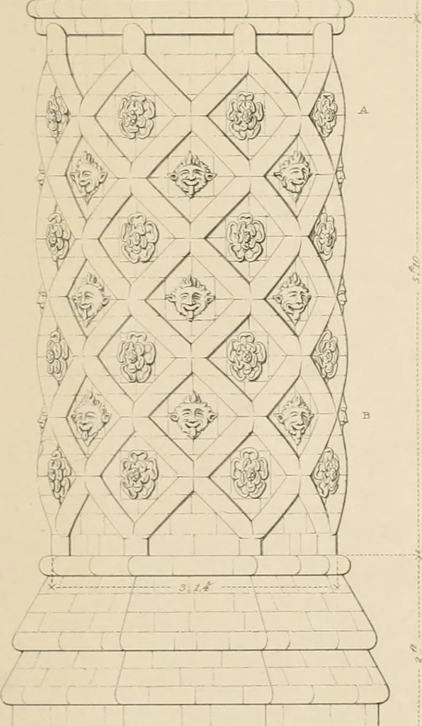 An illustration from Examples of Gothic architecture : selected from various antient edifices in England, consisting of plans, elevations, sections, and parts at large ... accompanied by historical and descriptive accounts, 1838, leaf 214