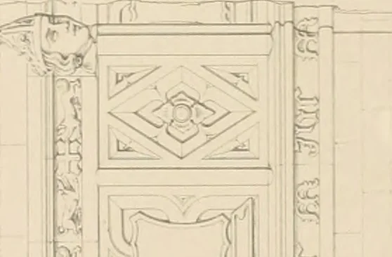 An illustration from Examples of Gothic architecture : selected from various antient edifices in England, consisting of plans, elevations, sections, and parts at large ... accompanied by historical and descriptive accounts, 1838, leaf 234