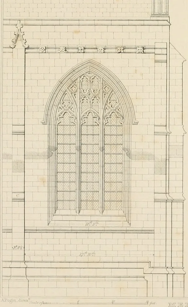 An illustration from Examples of Gothic architecture : selected from various antient edifices in England, consisting of plans, elevations, sections, and parts at large ... accompanied by historical and descriptive accounts, 1838, leaf 92