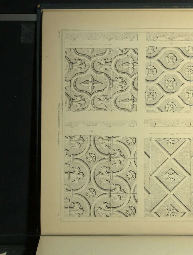 An illustration from Examples of Gothic architecture : selected from various ancient edifices in England ; consisting of plans, elevations, sections, and parts at large ; calculated to exemplify the various styles and the practical construction of this admired class of architecture ; accompanied by historical and descriptive accounts, 1895, leaf 222