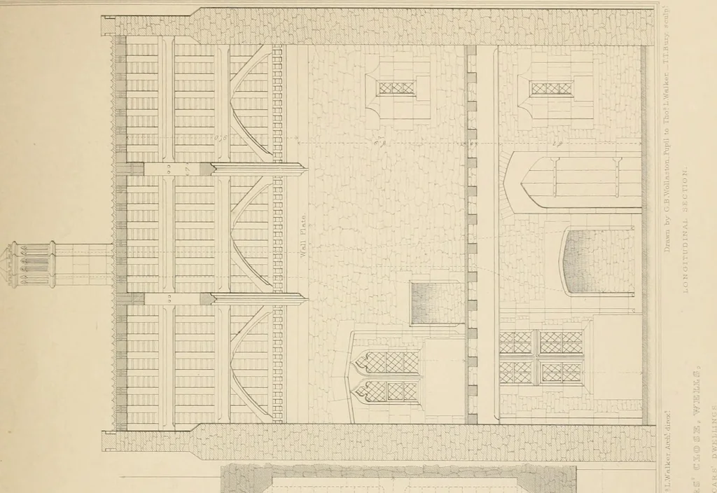 An illustration from Examples of Gothic architecture : selected from various antient edifices in England, consisting of plans, elevations, sections, and parts at large ... accompanied by historical and descriptive accounts, 1838, leaf 122