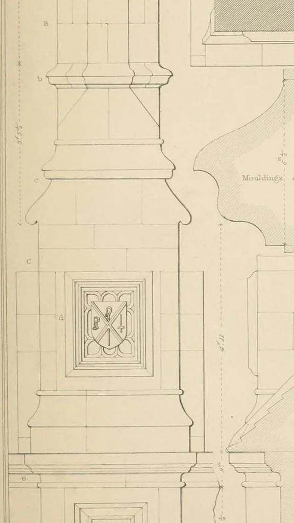 An illustration from Examples of Gothic architecture : selected from various antient edifices in England, consisting of plans, elevations, sections, and parts at large ... accompanied by historical and descriptive accounts, 1838, leaf 124