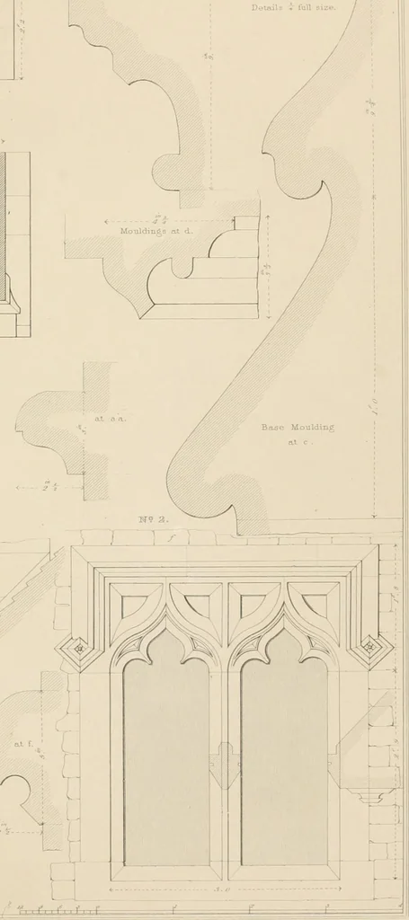 An illustration from Examples of Gothic architecture : selected from various antient edifices in England, consisting of plans, elevations, sections, and parts at large ... accompanied by historical and descriptive accounts, 1838, leaf 124
