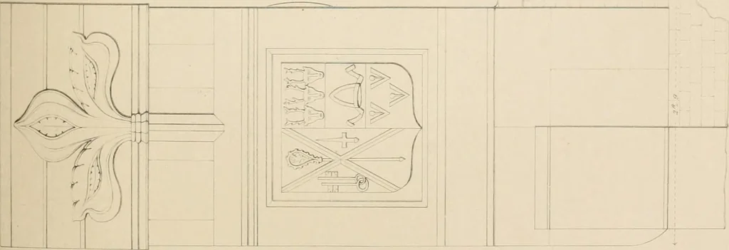 An illustration from Examples of Gothic architecture : selected from various antient edifices in England, consisting of plans, elevations, sections, and parts at large ... accompanied by historical and descriptive accounts, 1838, leaf 140