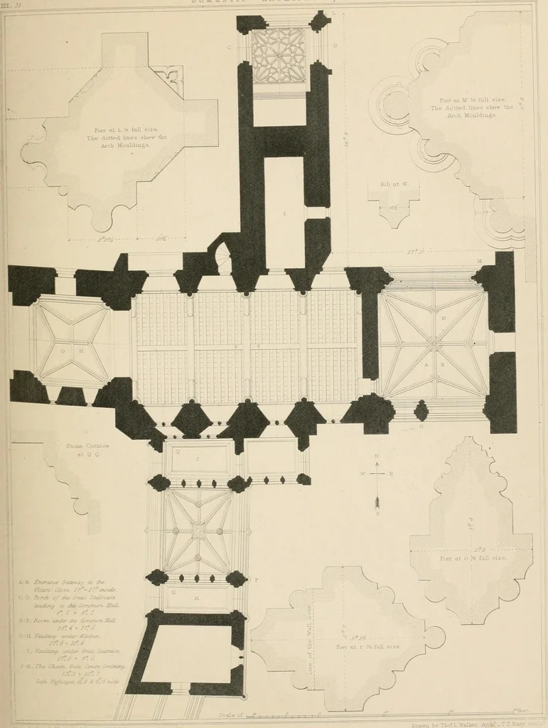 An illustration from Examples of Gothic architecture : selected from various antient edifices in England, consisting of plans, elevations, sections, and parts at large ... accompanied by historical and descriptive accounts, 1838, leaf 142