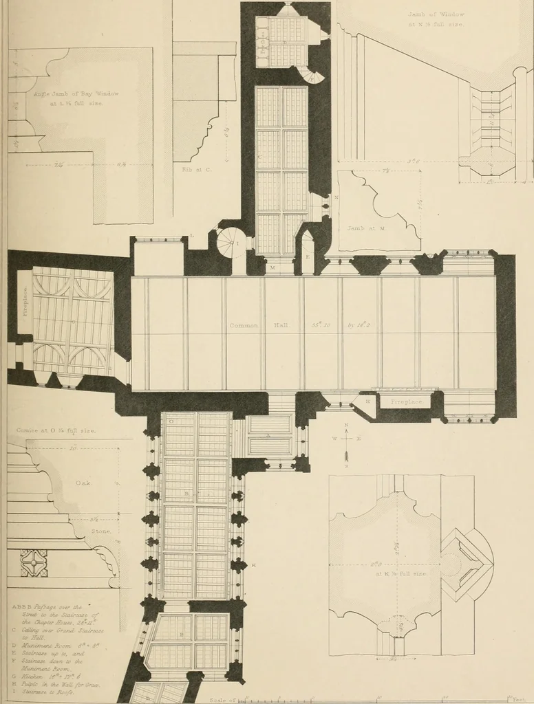 An illustration from Examples of Gothic architecture : selected from various antient edifices in England, consisting of plans, elevations, sections, and parts at large ... accompanied by historical and descriptive accounts, 1838, leaf 144