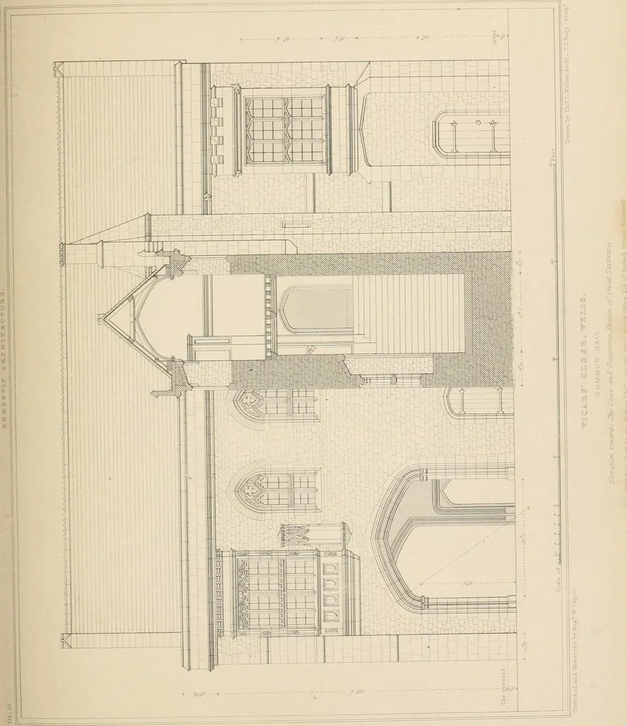 An illustration from Examples of Gothic architecture : selected from various antient edifices in England, consisting of plans, elevations, sections, and parts at large ... accompanied by historical and descriptive accounts, 1838, leaf 156