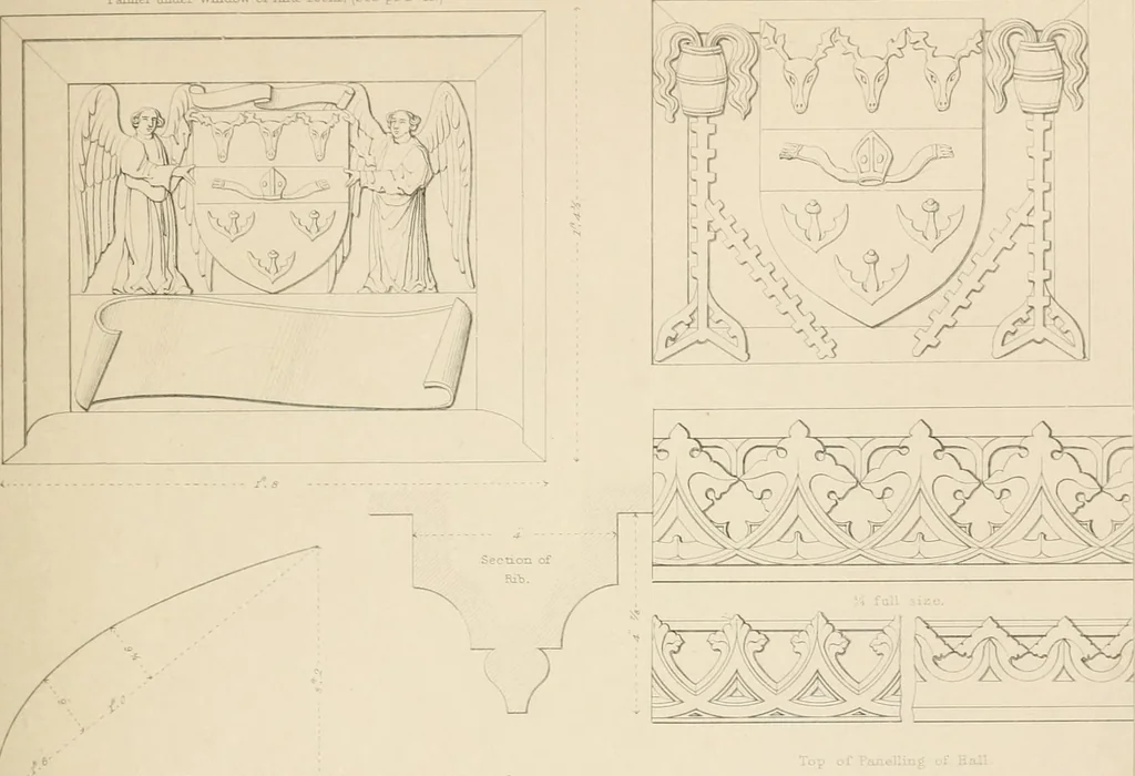 An illustration from Examples of Gothic architecture : selected from various antient edifices in England, consisting of plans, elevations, sections, and parts at large ... accompanied by historical and descriptive accounts, 1838, leaf 166
