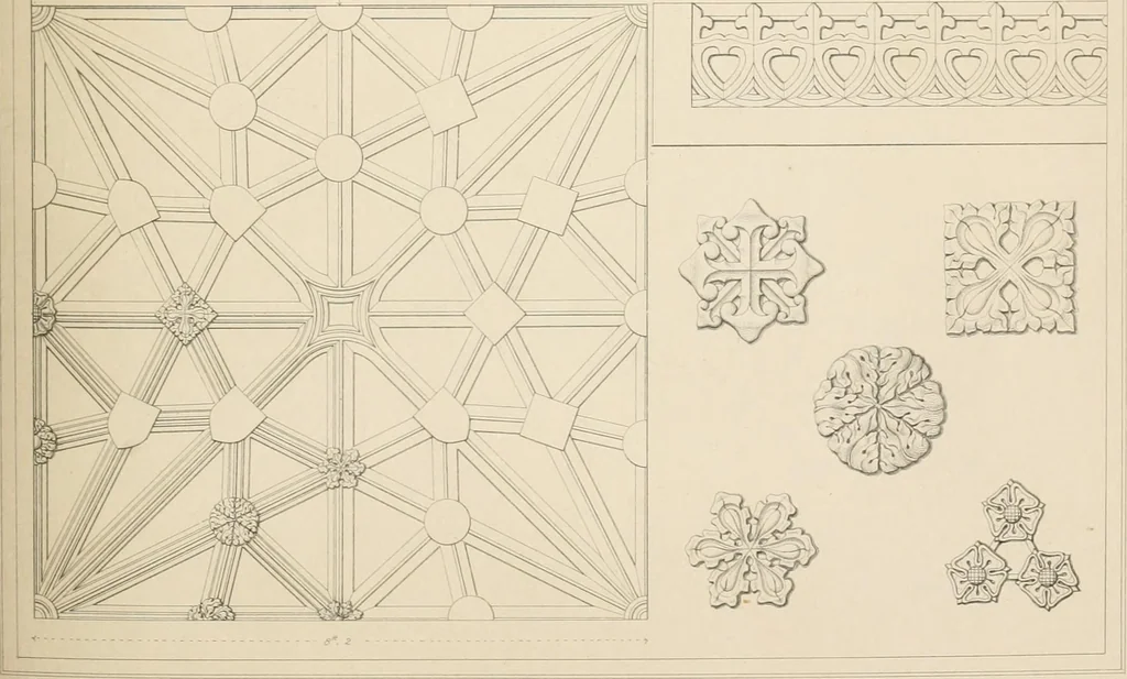 An illustration from Examples of Gothic architecture : selected from various antient edifices in England, consisting of plans, elevations, sections, and parts at large ... accompanied by historical and descriptive accounts, 1838, leaf 166