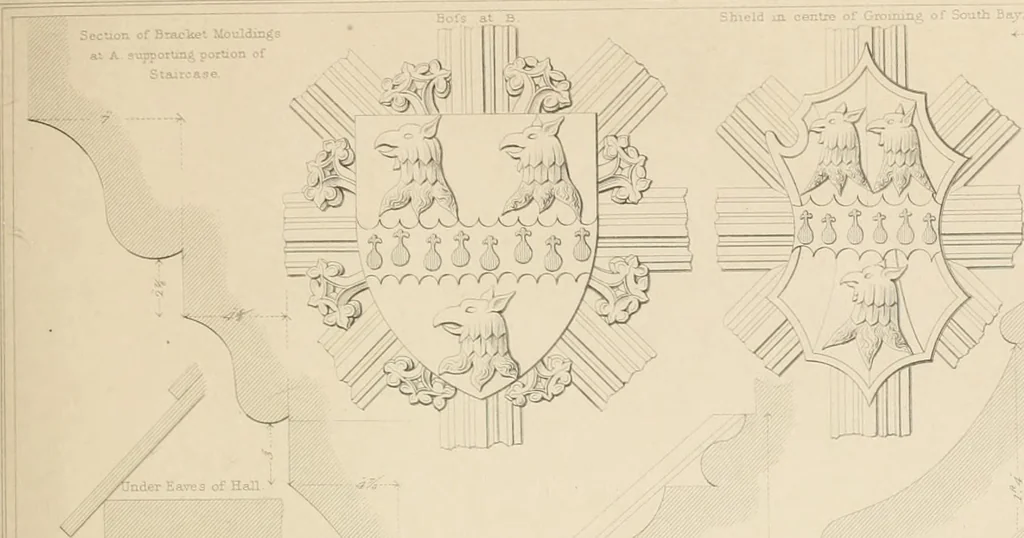 An illustration from Examples of Gothic architecture : selected from various antient edifices in England, consisting of plans, elevations, sections, and parts at large ... accompanied by historical and descriptive accounts, 1838, leaf 194