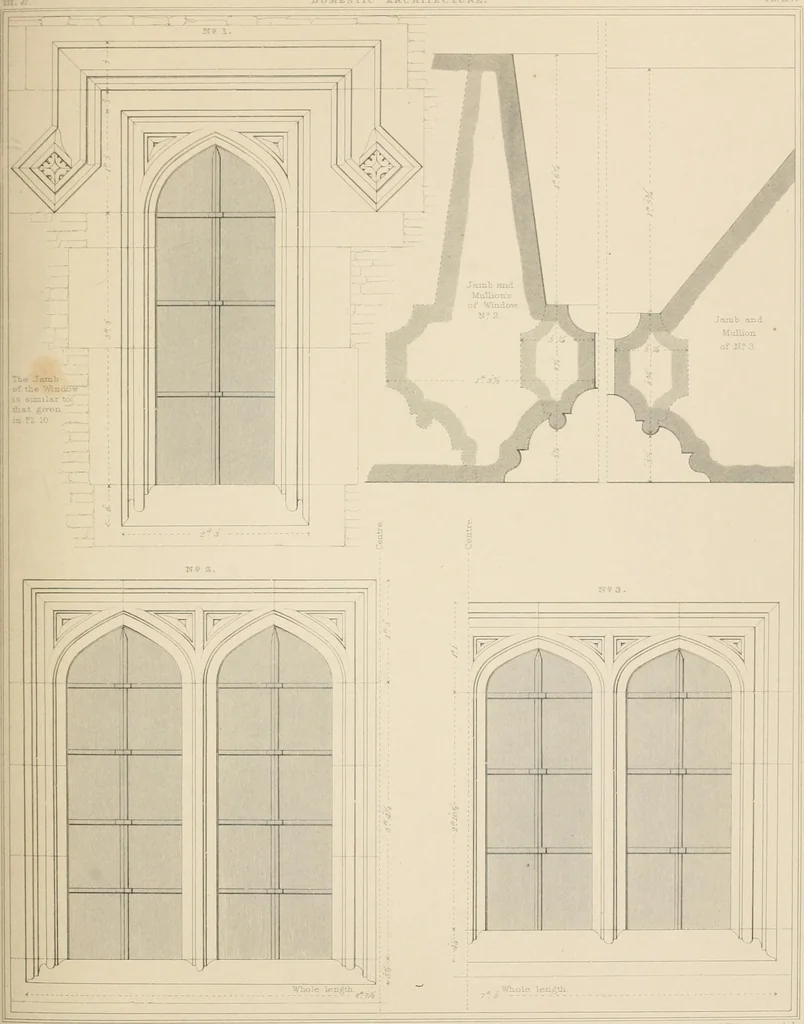 An illustration from Examples of Gothic architecture : selected from various antient edifices in England, consisting of plans, elevations, sections, and parts at large ... accompanied by historical and descriptive accounts, 1838, leaf 196