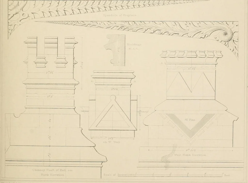 An illustration from Examples of Gothic architecture : selected from various antient edifices in England, consisting of plans, elevations, sections, and parts at large ... accompanied by historical and descriptive accounts, 1838, leaf 198