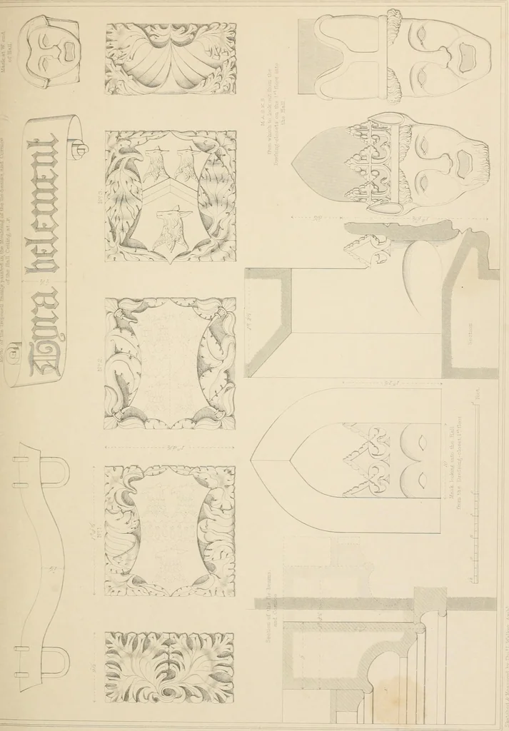 An illustration from Examples of Gothic architecture : selected from various antient edifices in England, consisting of plans, elevations, sections, and parts at large ... accompanied by historical and descriptive accounts, 1838, leaf 204