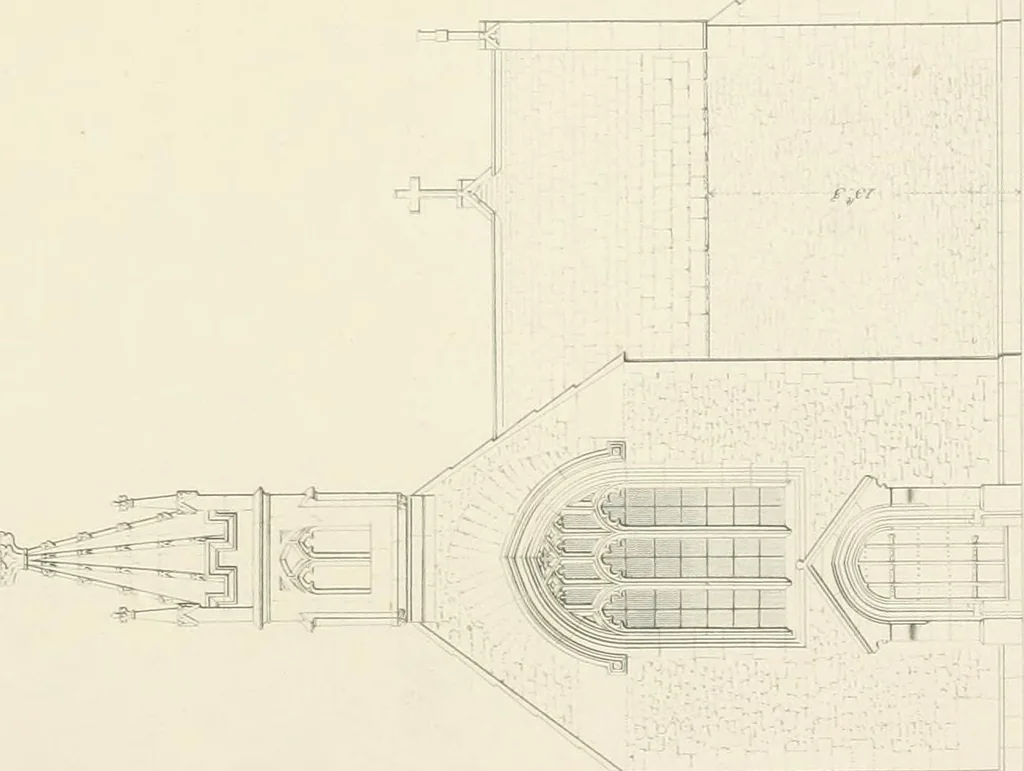 An illustration from Examples of Gothic architecture : selected from various antient edifices in England, consisting of plans, elevations, sections, and parts at large ... accompanied by historical and descriptive accounts, 1838, leaf 208