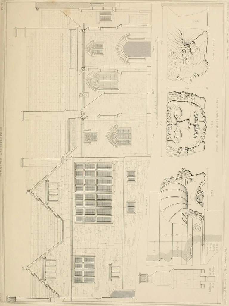 An illustration from Examples of Gothic architecture : selected from various antient edifices in England, consisting of plans, elevations, sections, and parts at large ... accompanied by historical and descriptive accounts, 1838, leaf 238