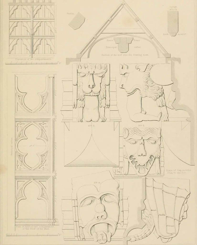 An illustration from Examples of Gothic architecture : selected from various antient edifices in England, consisting of plans, elevations, sections, and parts at large ... accompanied by historical and descriptive accounts, 1838, leaf 250