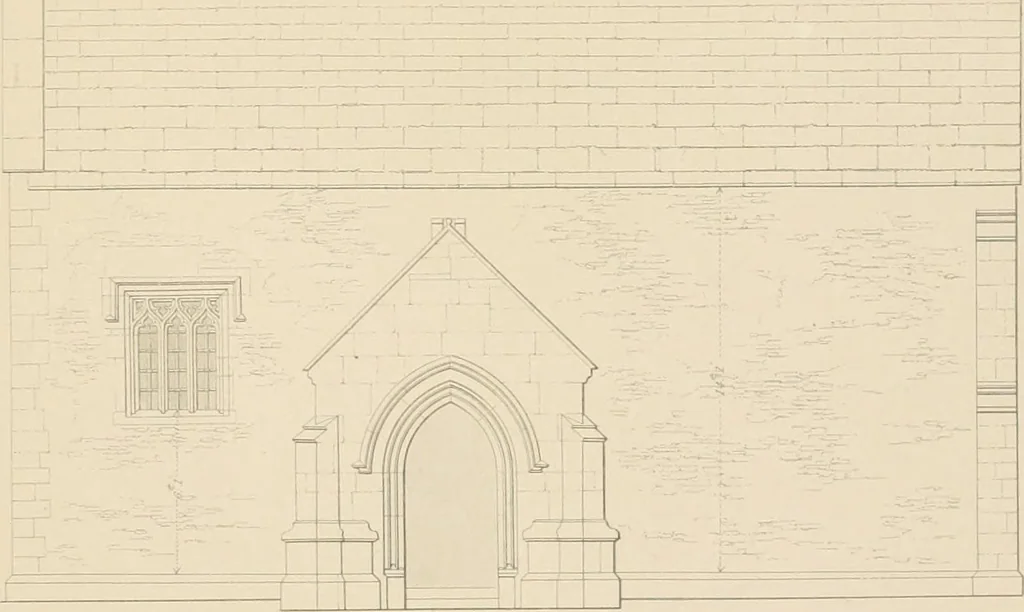 An illustration from Examples of Gothic architecture : selected from various antient edifices in England, consisting of plans, elevations, sections, and parts at large ... accompanied by historical and descriptive accounts, 1838, leaf 254