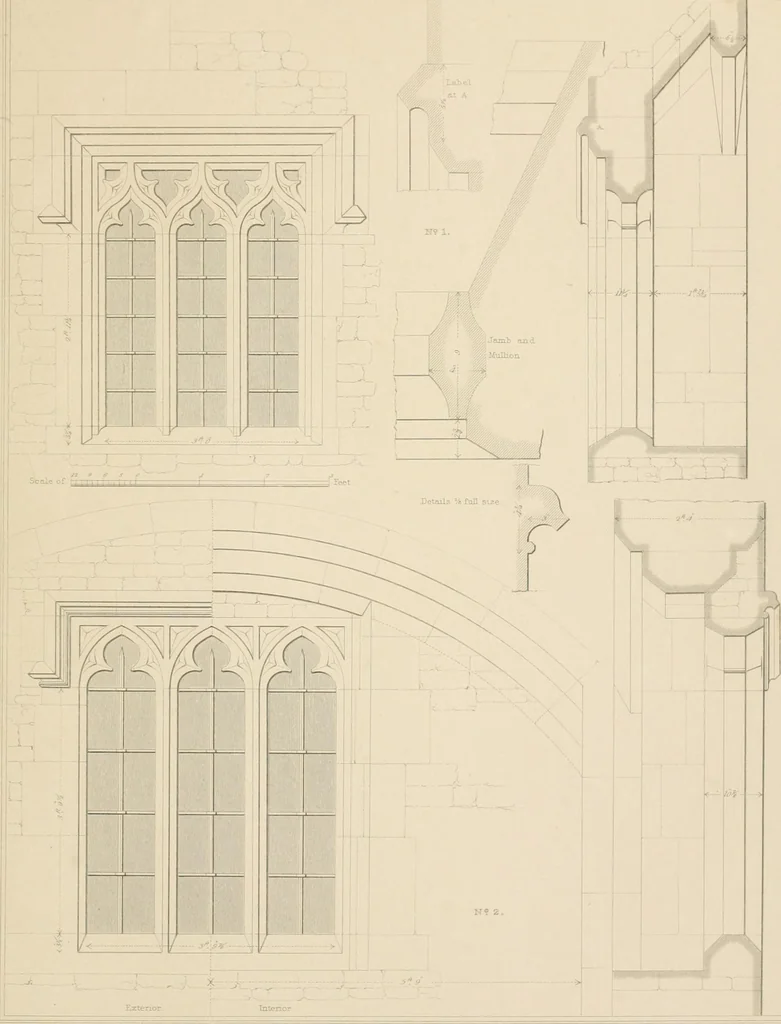 An illustration from Examples of Gothic architecture : selected from various antient edifices in England, consisting of plans, elevations, sections, and parts at large ... accompanied by historical and descriptive accounts, 1838, leaf 262