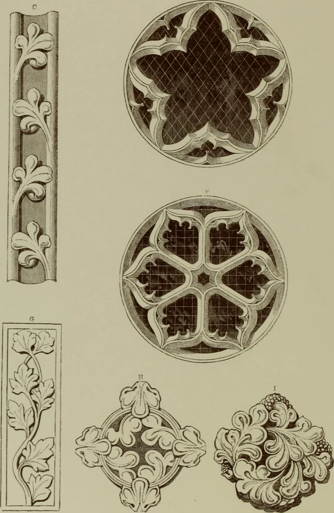 An illustration from Examples of ornament : selected chiefly from works of art in the British Museum, the Museum of Economic Geology, the Museum of Ornamental Art in Marlborough House, and the new Crystal Palace, 1855, leaf 100