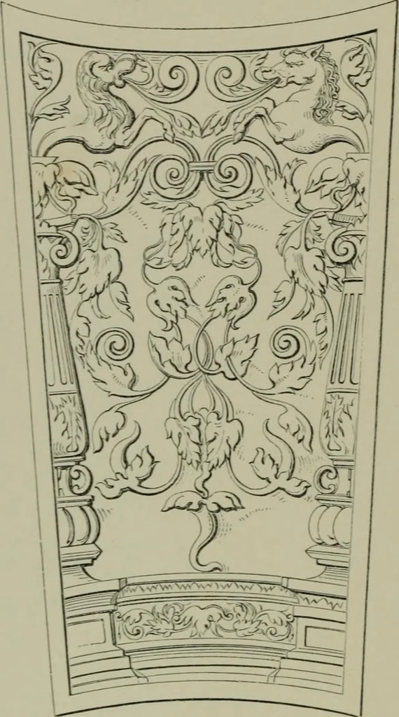 An illustration from Examples of ornament : selected chiefly from works of art in the British Museum, the Museum of Economic Geology, the Museum of Ornamental Art in Marlborough House, and the new Crystal Palace, 1855, leaf 106