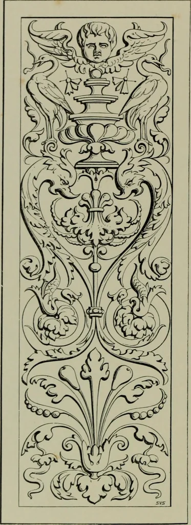 An illustration from Examples of ornament : selected chiefly from works of art in the British Museum, the Museum of Economic Geology, the Museum of Ornamental Art in Marlborough House, and the new Crystal Palace, 1855, leaf 112