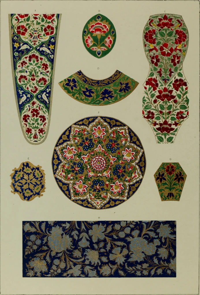 An illustration from Examples of ornament : selected chiefly from works of art in the British Museum, the Museum of Economic Geology, the Museum of Ornamental Art in Marlborough House, and the new Crystal Palace, 1855, leaf 136
