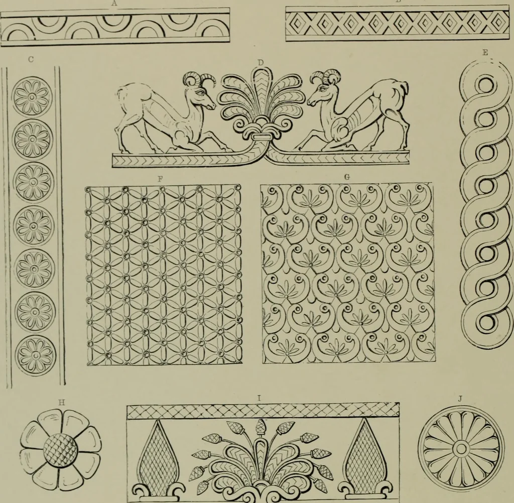An illustration from Examples of ornament : selected chiefly from works of art in the British Museum, the Museum of Economic Geology, the Museum of Ornamental Art in Marlborough House, and the new Crystal Palace, 1855, leaf 22