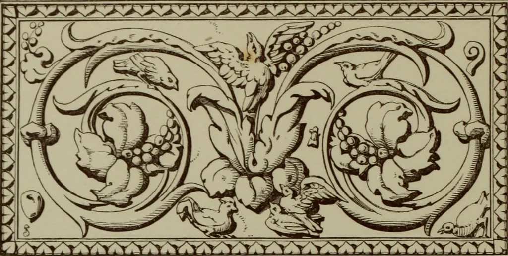 An illustration from Examples of ornament : selected chiefly from works of art in the British Museum, the Museum of Economic Geology, the Museum of Ornamental Art in Marlborough House, and the new Crystal Palace, 1855, leaf 46