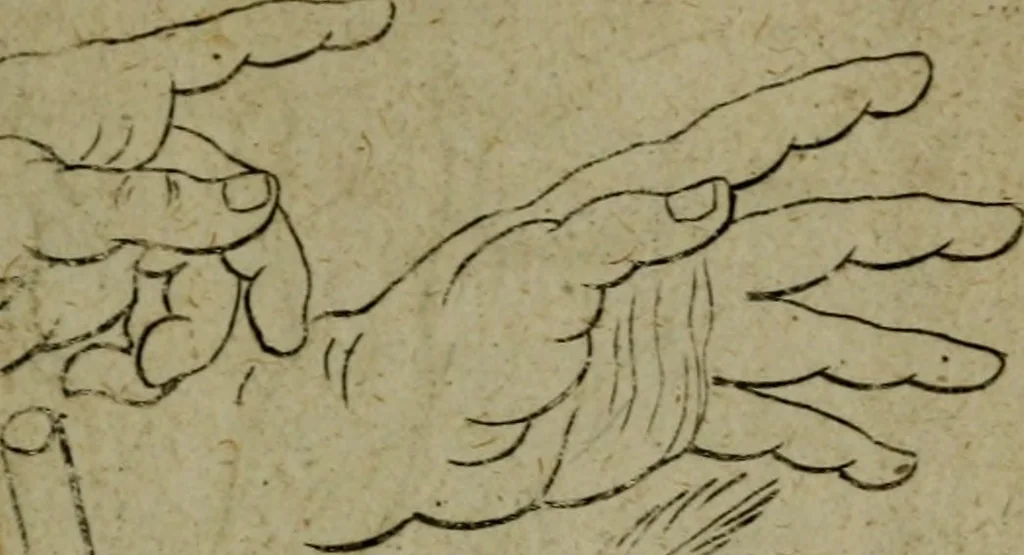 An illustration from The excellency of the pen and pencil, exemplifying the uses of them in the most exquisite and mysterious arts of drawing, etching, engraving, limning, painting in oyl, washing of maps & pictures : also the way to cleanse any old painting, and preserve the colours : collected from the writings of the ablest masters both antient and modern .., 1688, leaf 54