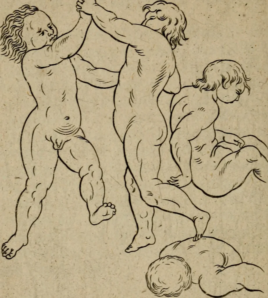 An illustration from The excellency of the pen and pencil, exemplifying the uses of them in the most exquisite and mysterious arts of drawing, etching, engraving, limning, painting in oyl, washing of maps & pictures : also the way to cleanse any old painting, and preserve the colours : collected from the writings of the ablest masters both antient and modern .., 1688, leaf 63