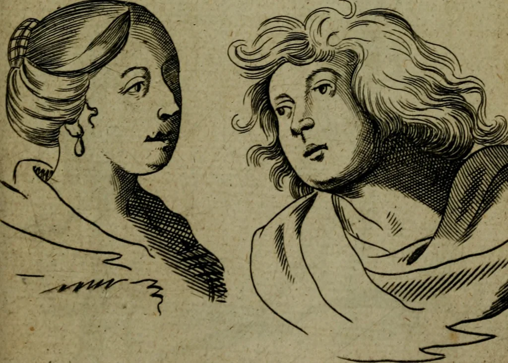 An illustration from The excellency of the pen and pencil, exemplifying the uses of them in the most exquisite and mysterious arts of drawing, etching, engraving, limning, painting in oyl, washing of maps & pictures : also the way to cleanse any old painting, and preserve the colours : collected from the writings of the ablest masters both antient and modern .., 1688, leaf 68