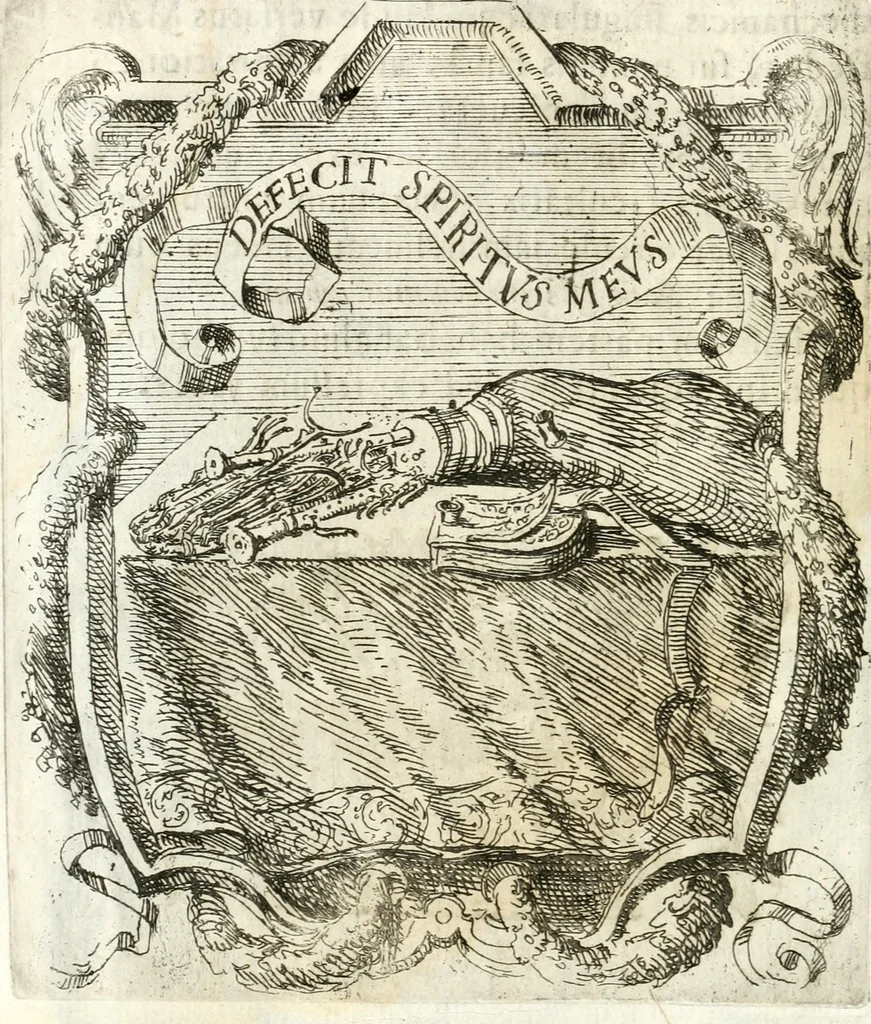 An illustration from Exeqviæ in templo S. Nazarii Manfredo Septalio : Patritio Mediolanensi, eivsdem basilicæ canonico celebratæ: quas summatim exposuit March. Ioannes Maria Vicecomes Acad. animos, 1680, leaf 13