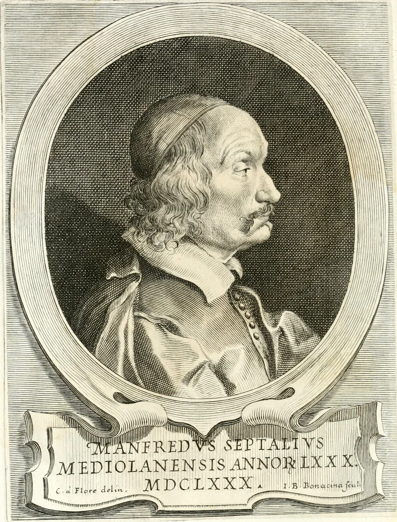 An illustration from Exeqviæ in templo S. Nazarii Manfredo Septalio : Patritio Mediolanensi, eivsdem basilicæ canonico celebratæ: quas summatim exposuit March. Ioannes Maria Vicecomes Acad. animos, 1680, leaf 27