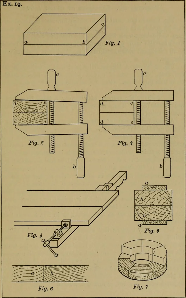 An illustration from Exercises in wood-working, with a short treatise on wood;, 1890, leaf 109
