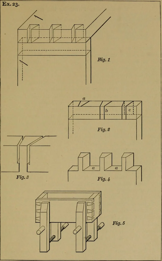 An illustration from Exercises in wood-working, with a short treatise on wood;, 1890, leaf 117