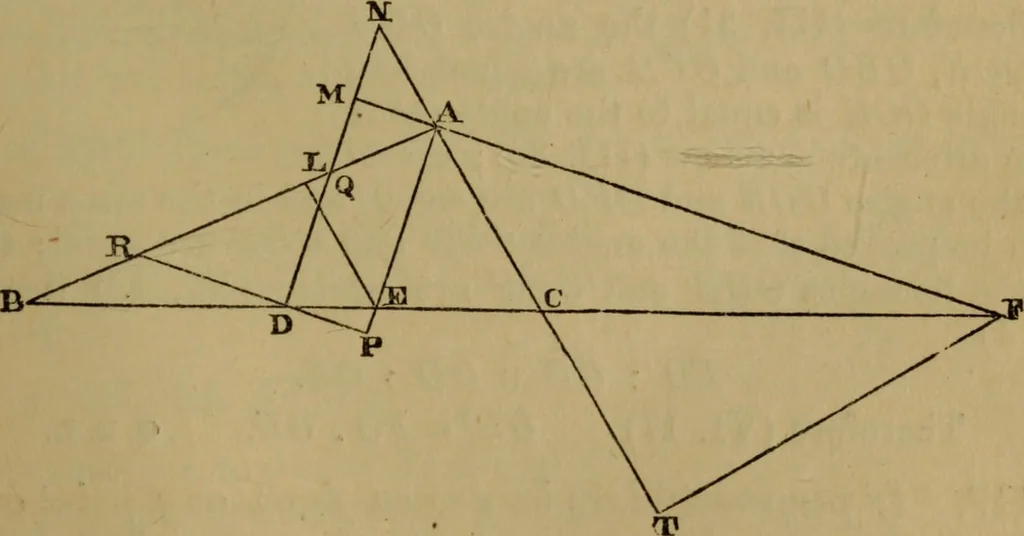 An illustration from Exercises on Euclid and in modern geometry for the use of schools, private students, and junior university students, 1881, leaf 108