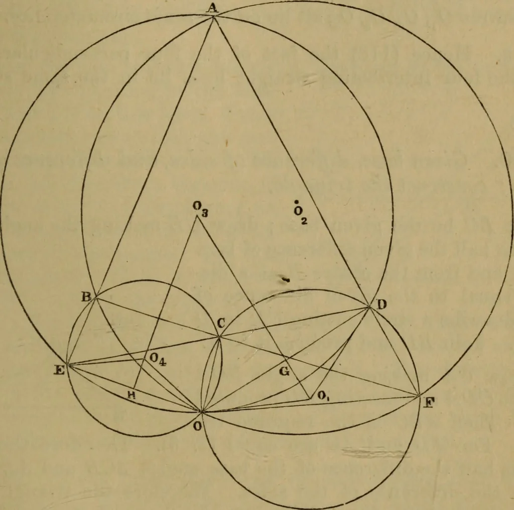An illustration from Exercises on Euclid and in modern geometry for the use of schools, private students, and junior university students, 1881, leaf 112