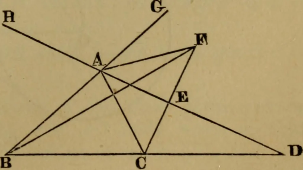 An illustration from Exercises on Euclid and in modern geometry for the use of schools, private students, and junior university students, 1881, leaf 114