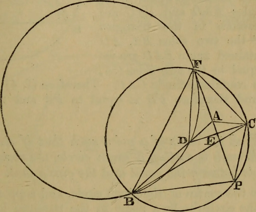 An illustration from Exercises on Euclid and in modern geometry for the use of schools, private students, and junior university students, 1881, leaf 130