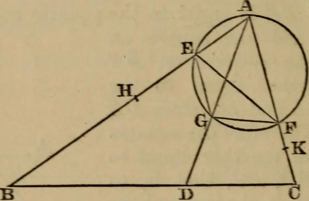 An illustration from Exercises on Euclid and in modern geometry for the use of schools, private students, and junior university students, 1881, leaf 143