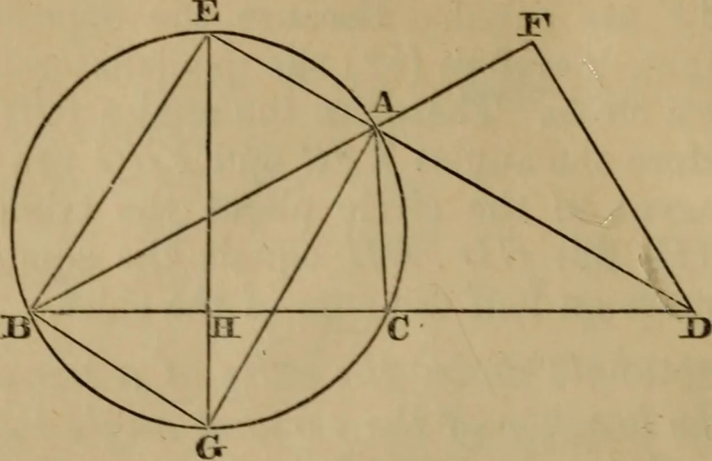 An illustration from Exercises on Euclid and in modern geometry for the use of schools, private students, and junior university students, 1881, leaf 89