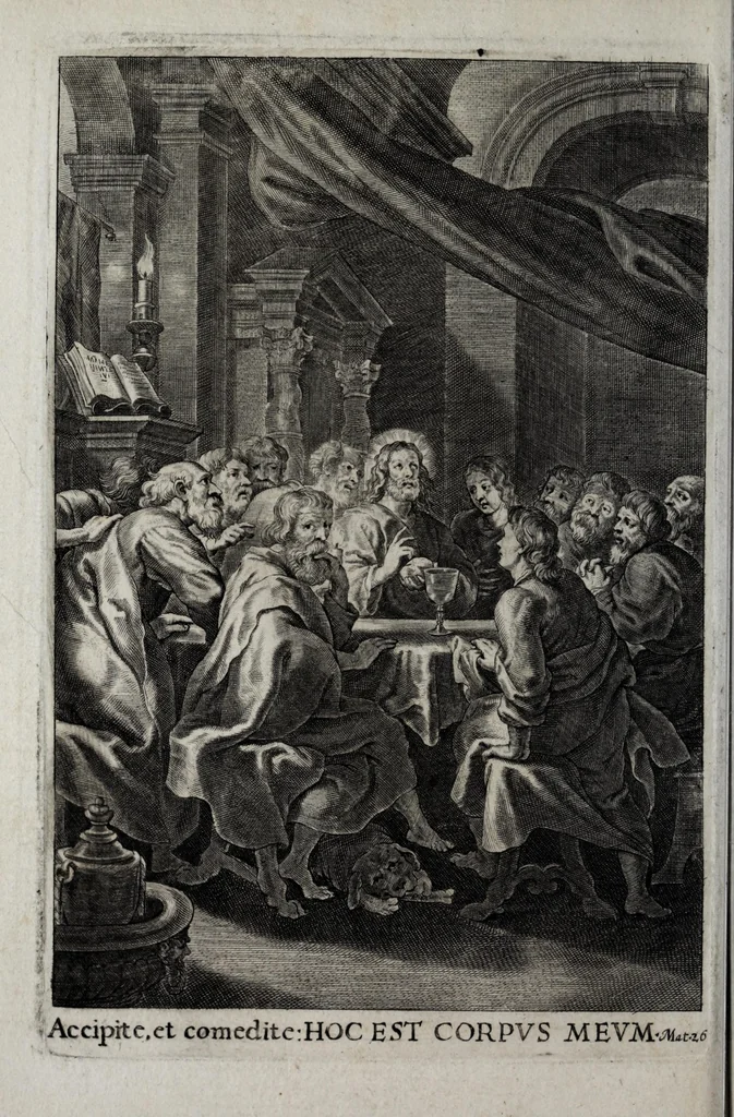 An illustration from Exercitia spiritualia S. Ignatij Loyolae, Societatis Iesu fundatoris : cum breui instructione meditandi ex ipsismet exercitijs deprompta : et breue sanctissimi D.N. Alexandri VII de indulgentia plenaria pro ijs, qui exercentur, 1663, leaf 190